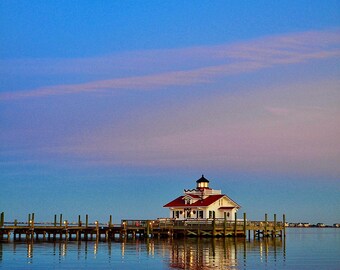 Moonrise; Roanoke Marshes Lighthouse; Outer Banks; Sunset; Photography; Digital Photography