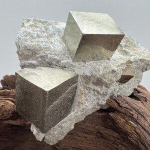 Unique Natural Pyrite Cubes in Matrix: Rare Crystal Stone Collector Metaphysical Spiritual Healing Crystals and Minerals