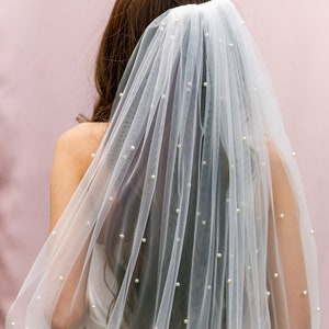 Luxury Floor Wedding Veil, Tulle Pearl Veil, Bridal Hair Accessories, Bridal Veils with Comb, Bachelorette Party Bridal Veil