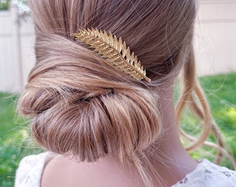 Stunning Gold Leaf Hair Clip - Elegant Bridal Hair Piece, Wedding Hair Accessories for Bride and Bridesmaid