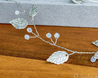 Silver Leaves and Beads Bridal Hair Vine – Radiant Wedding Hair Accessories for Bride and Bridesmaid
