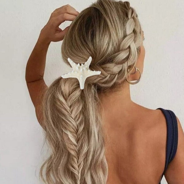 Natural Starfish Hair Clip, Mermaid Hair Accessories, Sea Star Hairpin, Shell Crafts, Ocean Style Beach Hairpin
