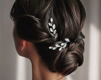 Crystal Bridal Hair Pins, Wedding Hair Piece with Rhinestones, Wedding Hair Accessories for Bride and  Bridesmaids