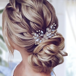 Blue Opal Wedding Hair Comb: Bridal Flower Hair Accessory