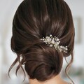Flower Bridal Clip, Bridal Pearl Earrings, Wedding Hair Jewelry, Floral Leaf Comb, Wedding Hair Accessories for Bride and Bridesmaids