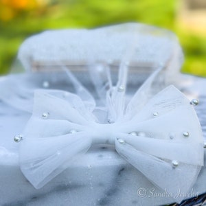 Fiocco per capelli con perle per addio al celibato, fermaglio da sposa per velo, regalo per addio al nubilato, accessorio per festa pre-matrimonio, futura sposa, accessorio per matrimonio Bianco