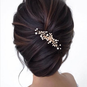 Bridal Pearl Hair Comb: Floral Rhinestone Wedding Hair Accessory