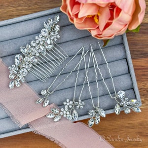 Wedding Hair Jewelry Set Flower Hair Pin Bridal Hair Comb Wedding Hair Accessory Rose Gold Bridal Hair Piece Crystal Bridal Hair Accessory