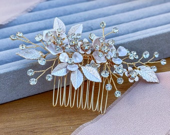 Rose Gold Flower Hair Comb for Bride and Bridesmaid - Stunning Wedding Hair Accessories