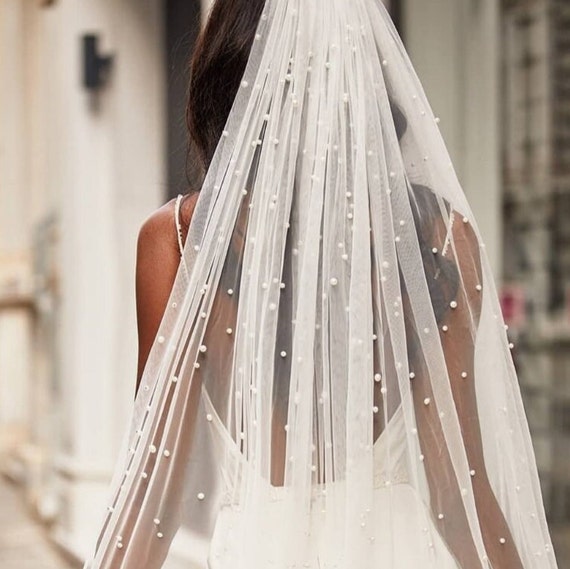 Luxury Fingertip Wedding Veil Tulle Pearl Veil Bridal Hair - Etsy Luxury Fingertip Wedding Veil Tulle Pearl Veil Bridal Hair - Etsy
