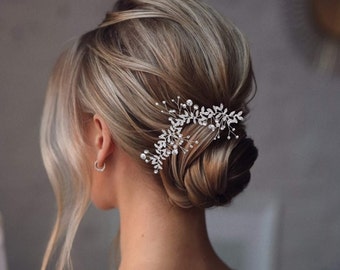 Tige de cheveux de mariée en cristal et perles en argent, or et or rose, accessoires de cheveux de mariage pour la mariée et la demoiselle d'honneur