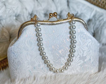 Vintage Classic Lace Bridal Hand Bag, Evening Bag, Wedding Small Clutch, Women's Evening Handbags, Women Purse for Wedding Party