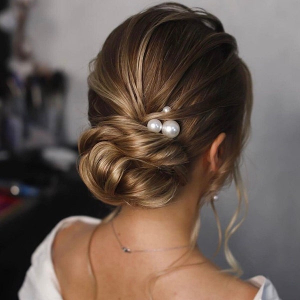 Set of 5 Wedding Pearl Hair Pins, Pearl hair pins Mix size, Bridal hair piece, Wedding hair accessories