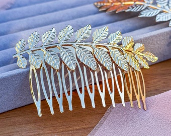 Peigne à cheveux de mariage feuille d'or, têtière de mariée, peigne à feuilles d'or d'automne, accessoires de cheveux de mariage pour mariée et demoiselle d'honneur