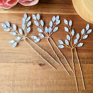 Épingles à cheveux de mariée opale bleue pour le jour du mariage, morceau de cheveux de mariage quelque chose de bleu, accessoires de cheveux de mariage, morceau de cheveux de demoiselle d'honneur