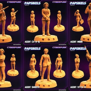 Cyber Agents - Female - Round 2 | 6 design options | 32mm scale miniature | Papsikels