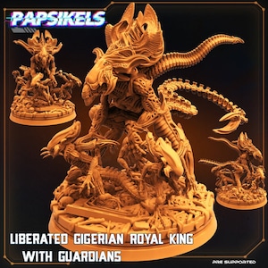Gigerian Royal Brood King - Liberated with Guardians - Captured | LARGE model | 3 design options | 32mm scale miniature | Papsikels