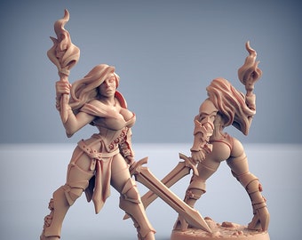 Fighters Guild - Elena, the Fighting Beauty | 2 poses | 32mm scale miniature | Artisan Guild