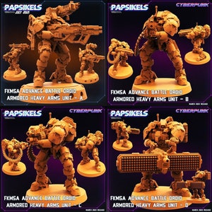 FKMSA Advanced Battle Droids - Heavy Arms Units | 4 design options | 32mm scale miniature | Papsikels