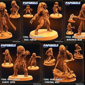 Skull Hunters - Feral Warriors - Round 1 | 5 design options | 32mm scale miniature | Papsikels