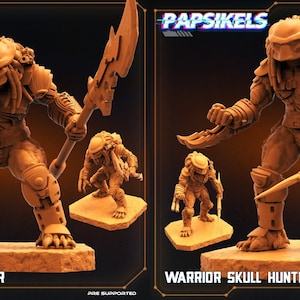 Skull Hunters - AvP Arcade Heroes - Hunter and Warrior Predators | 2 design options | 32mm scale miniature | Papsikels