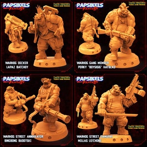 Bebop Warhogs | 4 poses | 32mm scale miniature | Papsikels