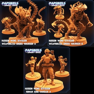 Weaponized Gigerians and Handler | 3 design options | 32mm scale miniature | Papsikels