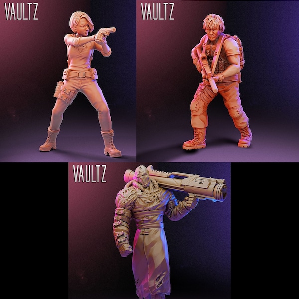 Resident Evil 3 - Jill, Carlos, and Nemesis | 32mm scale miniature | Vaultz Miniatures