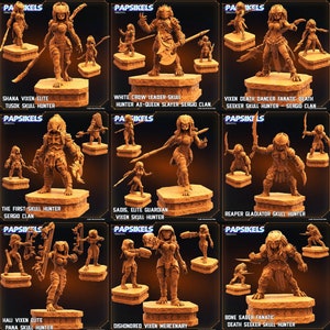 Skull Hunters - Ancient Warriors | 9 design options | 32mm scale miniature | Papsikels