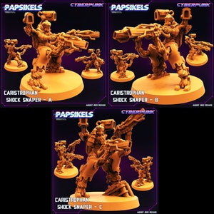 Caristrophan Shock Snapers | 3 design options | 32mm scale miniature | Papsikels