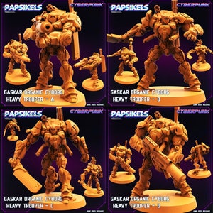 Gaskar Organic Cyborg Heavy Troopers | LARGE model | 32mm scale miniature | Papsikels