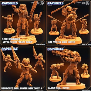 Skull Hunters - Ragtag Team | 4 design options | 32mm scale miniature | Papsikels