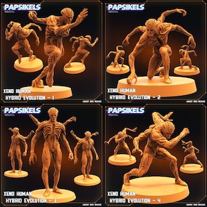 Xeno Human Hybrid Evolutions | 4 design options | 32mm scale miniature | Papsikels