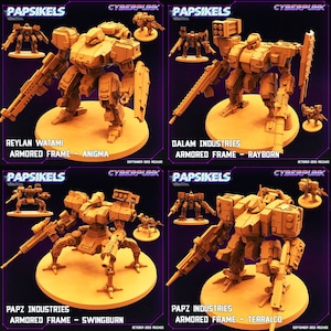 Armored Frames - Anigma, Rayborn, Singburn, and Terralco | LARGE model | 4 design options | 32mm scale miniature | Papsikels