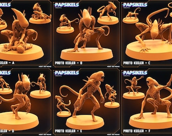 Alien Proto Keelers | 8 design options | 32mm scale miniature | Papsikels