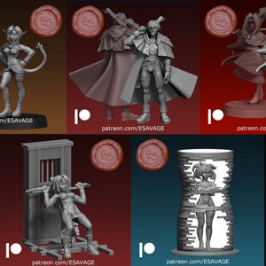 Outlaw Star (fan art) - Aisha Clan Clan, Gene Starwind, Twilight Suzuka, and Melfina | 32mm scale miniature | Ethan Savage Studios