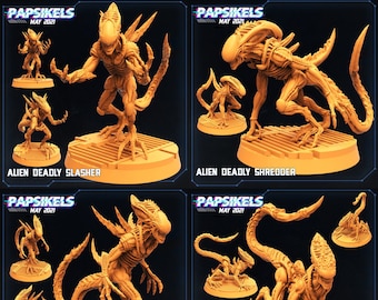 Deadly Aliens - Slasher, Shredder, Impaler, Lethal Stalker | 4 design options | 32mm scale miniature | Papsikels