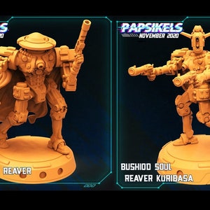 Robot Bounty Hunters - Bushido Soul Reavers - Lancer and Kuribasa | 32mm scale miniature | Papsikels