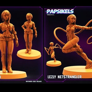 Cyberpunk Lucy - Nancy Netstrider - Lezly Netstrangler | 2 design options | 32mm scale miniature | Papsikels