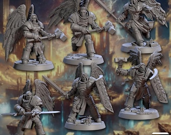 Wrath of the Malakim - Vindicators - Armored Holy Warriors - Archangel Angel | 32mm scale miniature | Artisan Guild