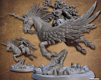 Vanguard Fighters - Genevieve of the Enchanted Lake on Magical Steed | 32mm scale miniature | Artisan Guild