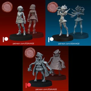 Kill la Kill (fan art) - Ryuko and Mako | 32mm scale miniature | Ethan Savage Studios