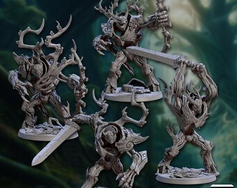 Barkwraith Spriggans - Primordial Forest Warriors | LARGE model | 32mm scale miniature | Artisan Guild