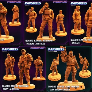 Quadro Kantos - Male Gang Members | 5 design options | 32mm scale miniature | Papsikels