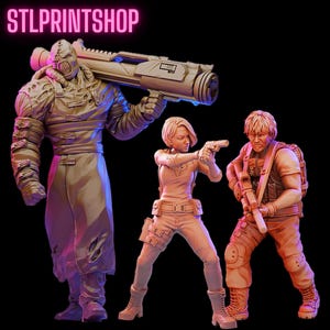 Resident Evil 3 - Jill, Carlos, and Nemesis | 32mm scale miniature