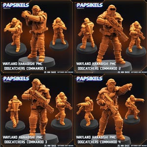 Wayland Hanabishi PMC Dogcatchers Commandos | 32mm scale miniature | Papsikels
