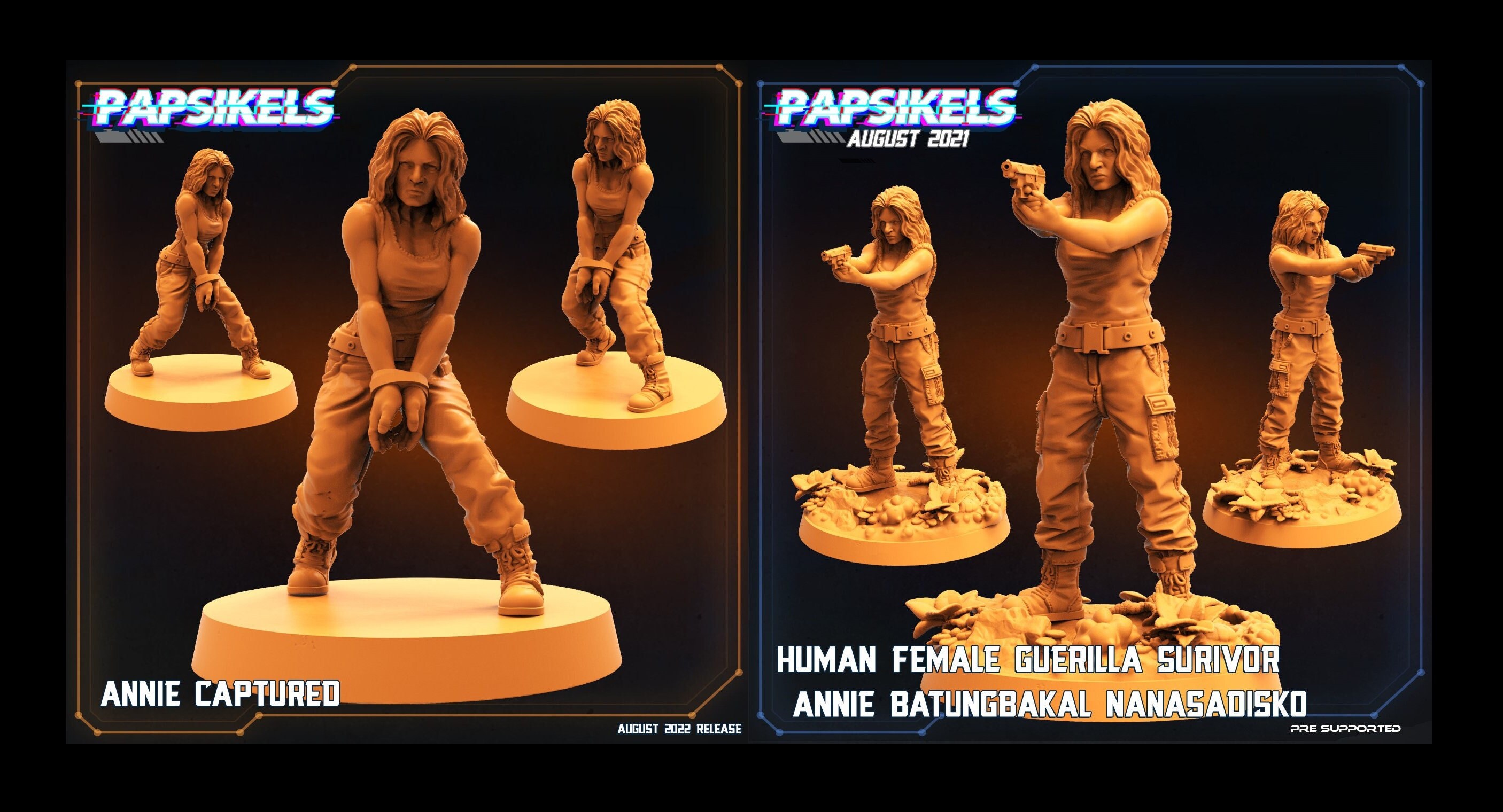 0093) Female cyberpunk with guns and sci-fi legs - Claudio Casini Art -  Miniatures by