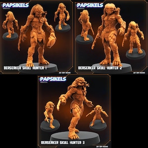Skull Hunters - Berserker Trio | 32mm scale miniature | Papsikels