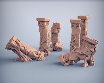 Swamp Gurunda - Temple Ruins - Fallen Pillars | 32mm scale miniature | Artisan Guild