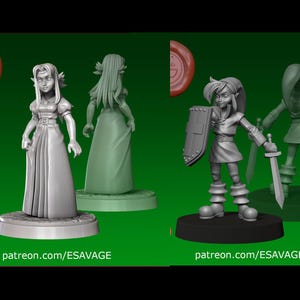 The Legend of Zelda (fan art) - Zelda & Link | 32mm scale miniature | Ethan Savage Studios